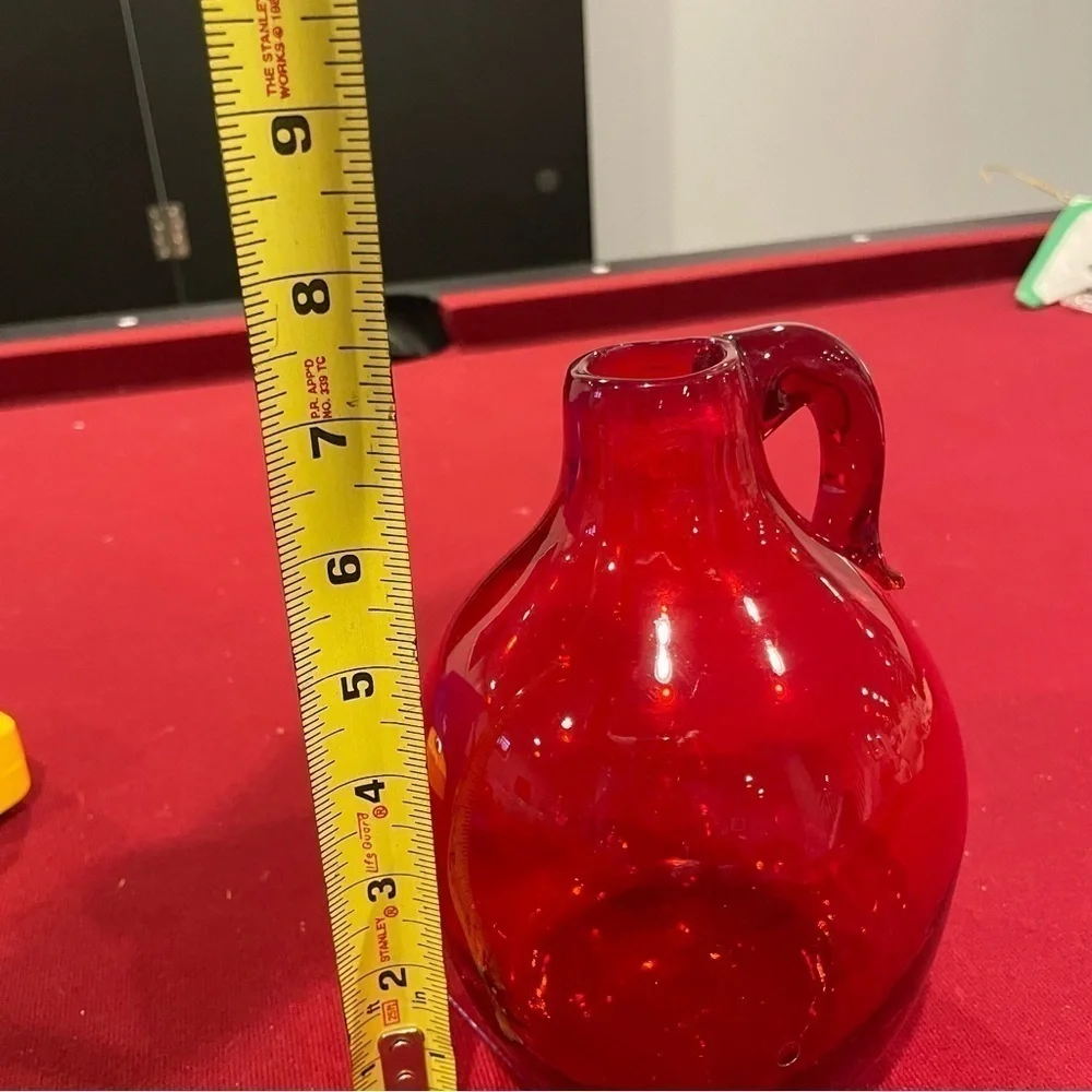 Antique vintage cranberry glass handblown flower jug bud vase art decor